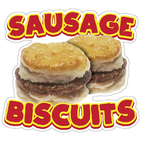 Sausage Biscuits Decal Concession Stand Food Truck Sticker, 24" x 10", D-DC-24 Sausage Biscuits19